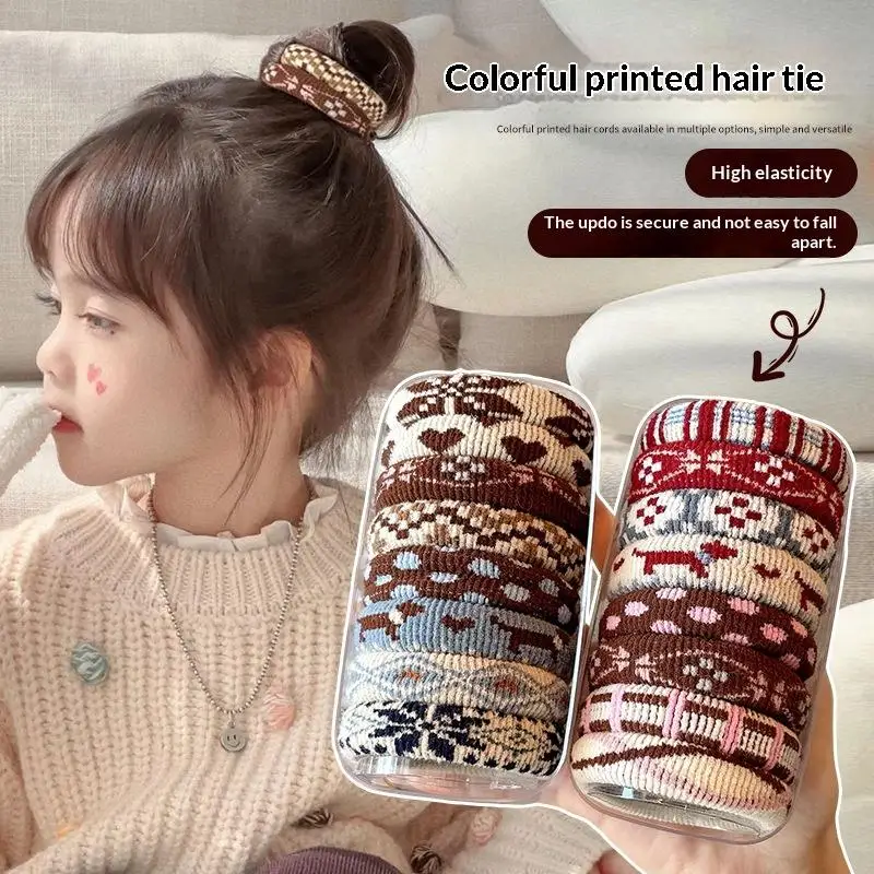 4 pièces/ensemble cordes à cheveux élastiques motif ethnique bandeau pour femmes haute élastique pour queue de cheval chouchous élastique accessoires de cheveux