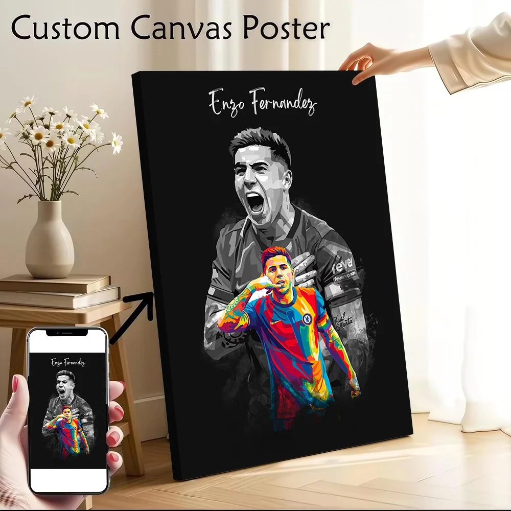 Enzo Fernandez Pop Art Portrait Poster Canvas Wall Art Custom Photo Print Modern Painting for Fans Bedroom Accessories Wand Deko