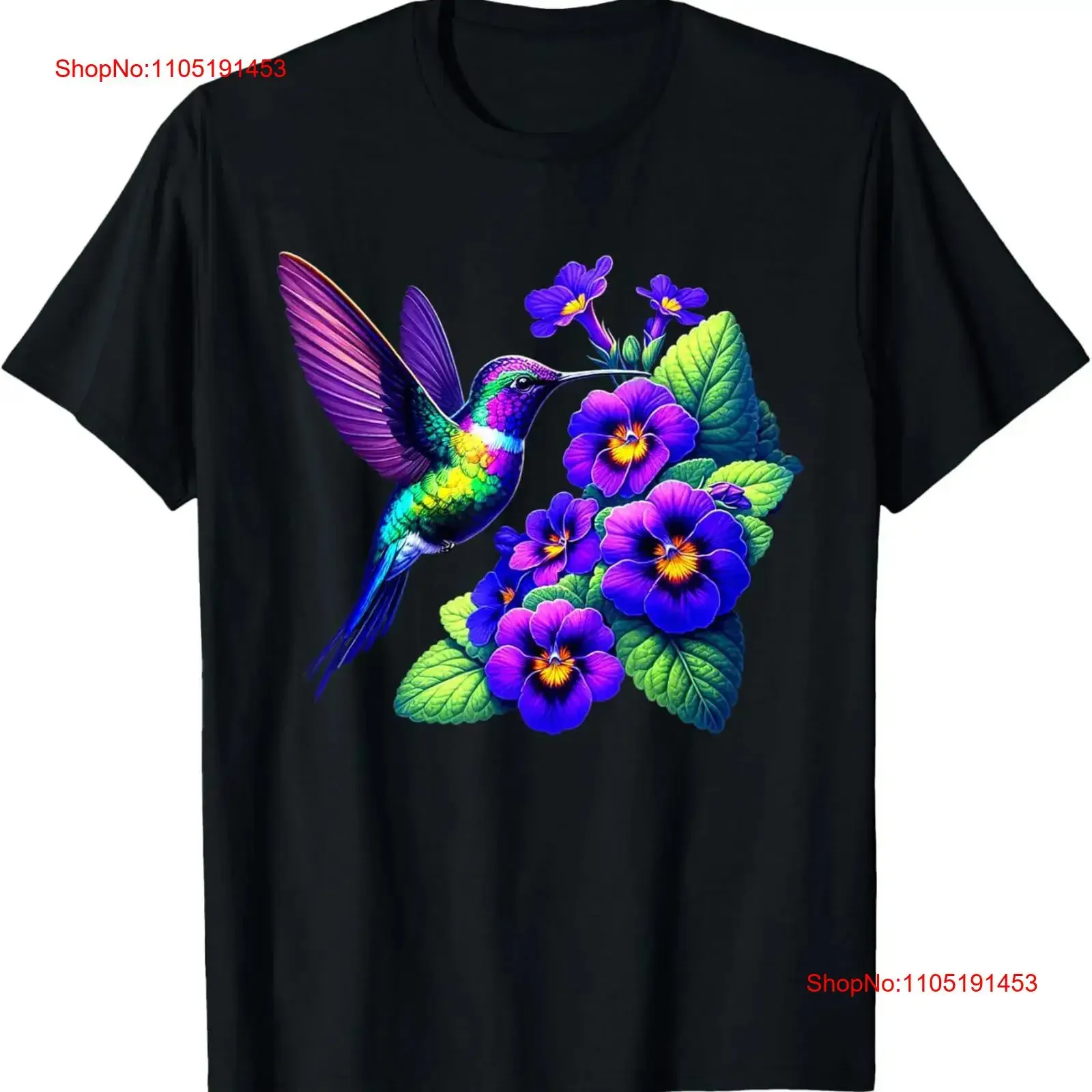 

Африканские фиалки, цветы, колибри, домашняя футболка с цветочным садом, винтажная стираная мягкая повседневная дышащая дизайнерская одежда