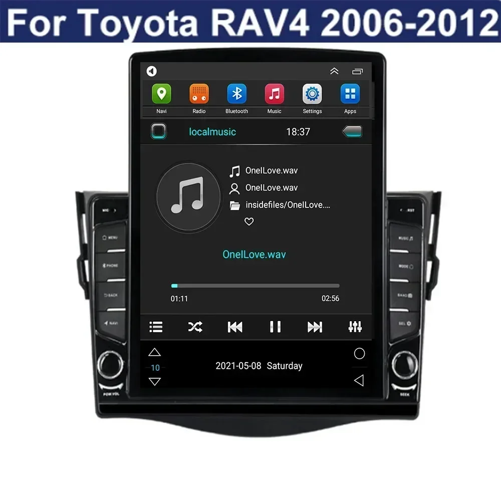 Autoradio Android 13 pour Toyota RAV4, 2006-12, Lecteur Vidéo, GPS, Stéréo, Carplay, DSP, Caméra RDS, 2Din