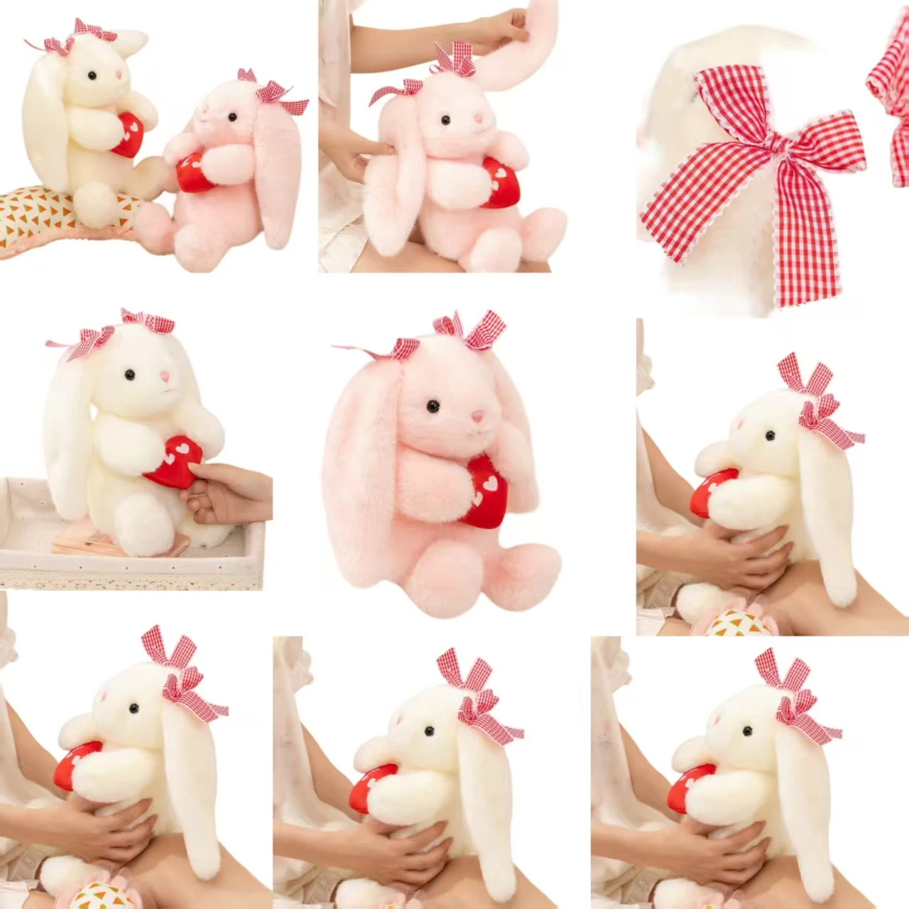 

Soft Lovely Heart Rabbit Cushion Non-Slip Home Decor Gift for Sofa Bed Office Machine Washable Fun Decorative Pillow