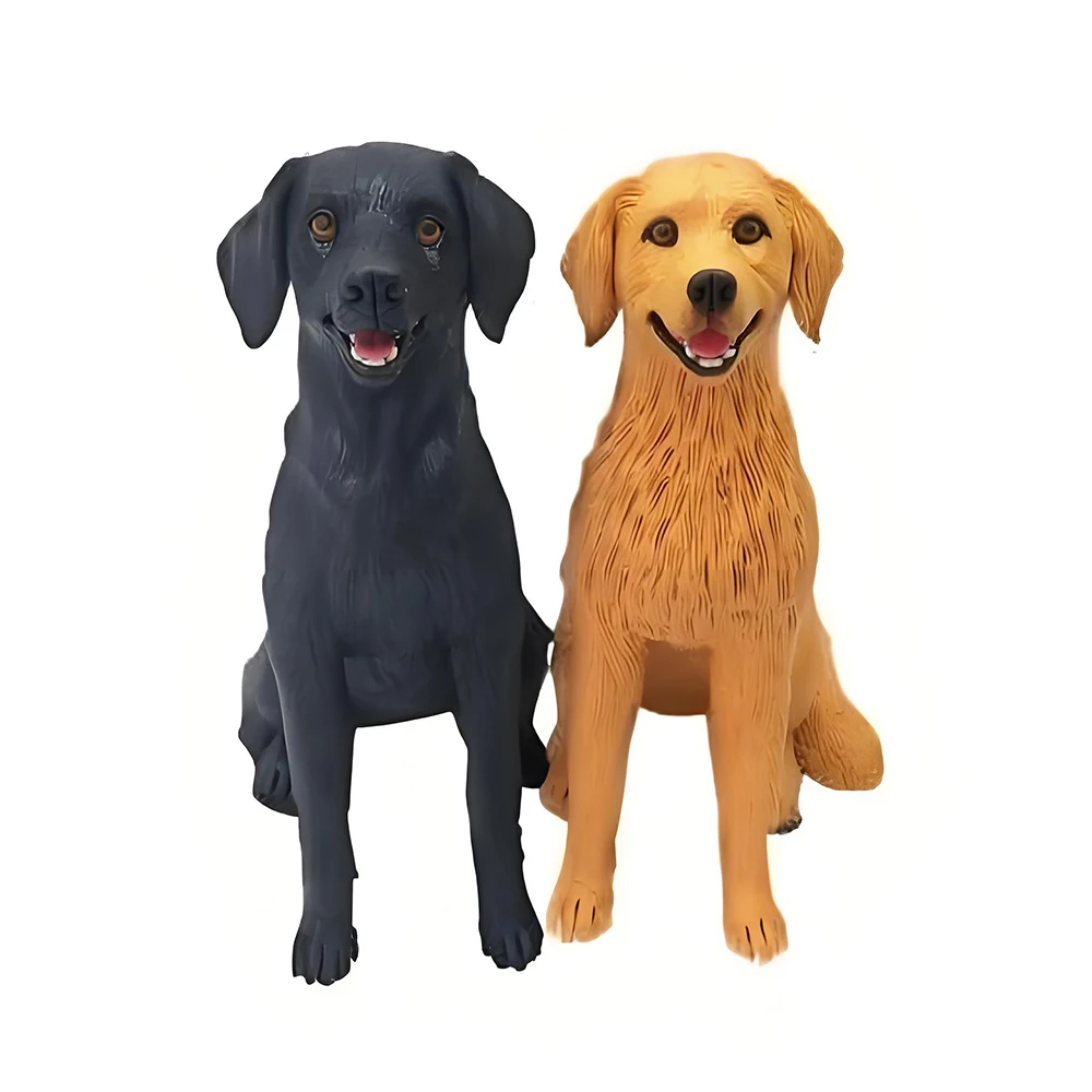 2-Pack Custom Dog Bobblehead Figurine Set, Black and Golden Labrador, Handcrafted Pet Collectibles,Personalized Gift Cake Topper