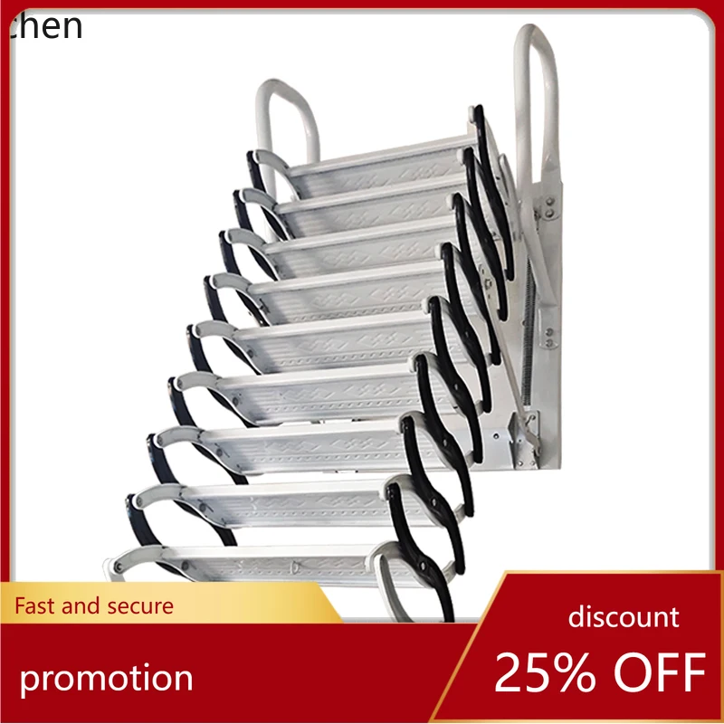 

ZMLwall-mounted indoor and outdoor loft telescopic stairs thickened folding stretching lifting shrinking invisible ladder
