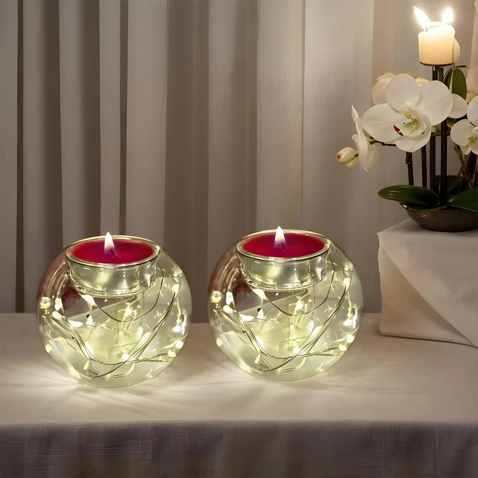 Glass Tealight Candle Holder Translucent Decor For Festive Table Centerpiece Christmas Tea Lights Candle Holder For Party Tree