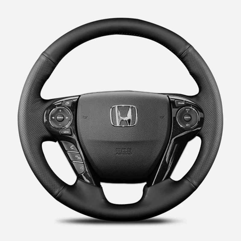 Black Artificial Leather Hand-Stitched Steering Wheel Cover For Honda Accord 9 2013 2014 2015 2016 2017 Crosstour 2013 2014 2015