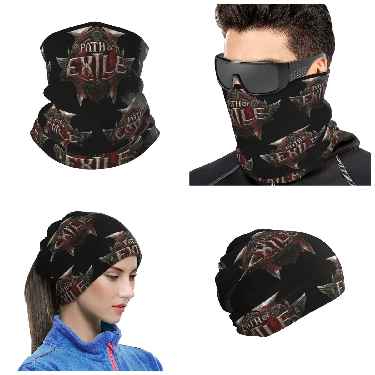 Path Of Exile 2 Bandana – couvre-cou imprimé, écharpe enveloppante, cagoule pour sports de plein air, pour hommes et femmes, adultes, hiver