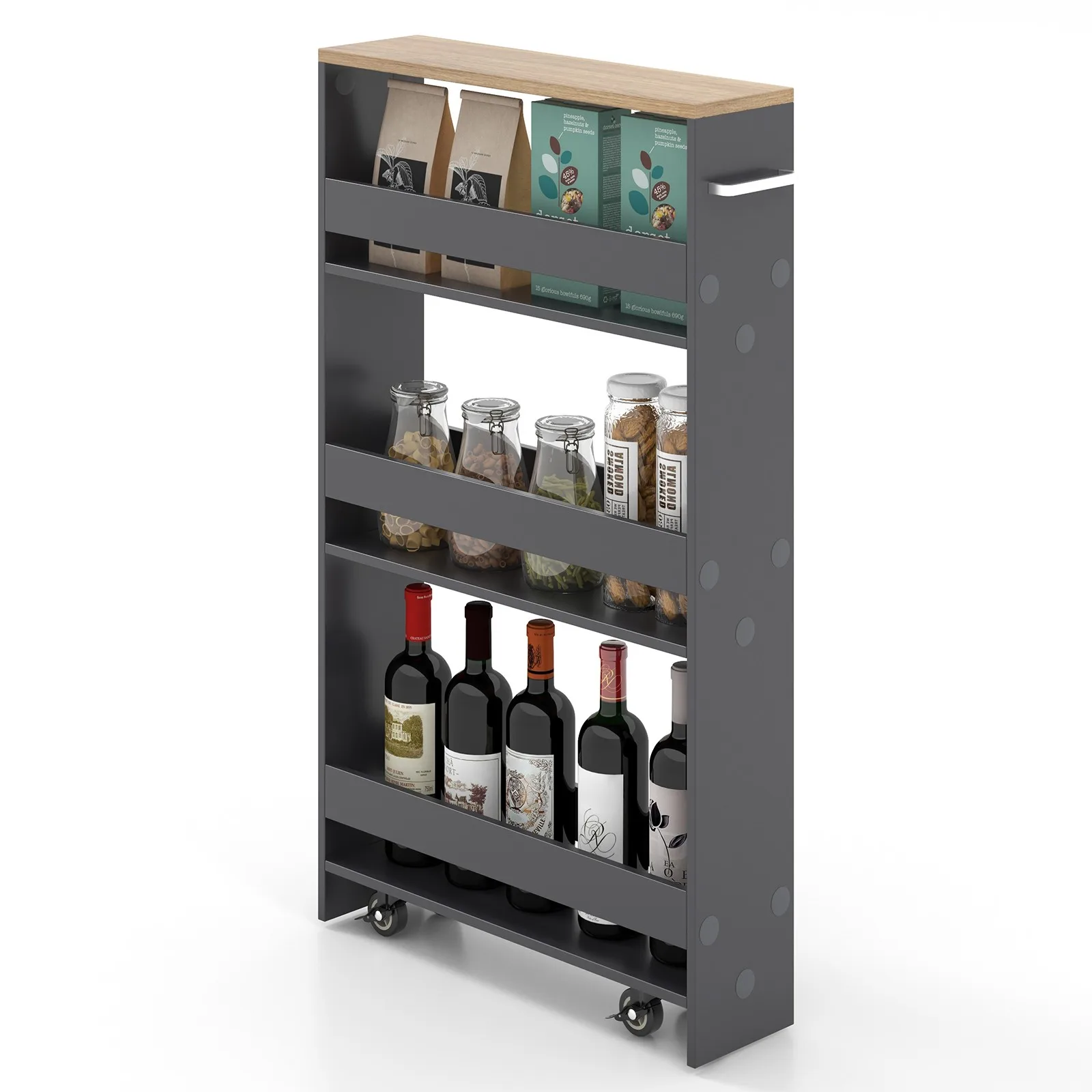 

Rolling mobile shelf for storing kitchen ultra-thin storage cart with handle