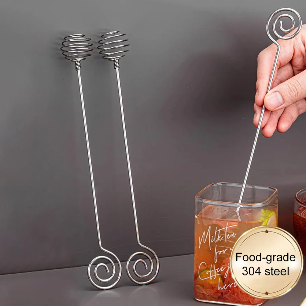Stainless Steel S-Spiral Spoon,Honey Spoon,Jams Syrup Stirring Spoon,Efficient Spring Ball Mixing Spoon Kitchen Essential