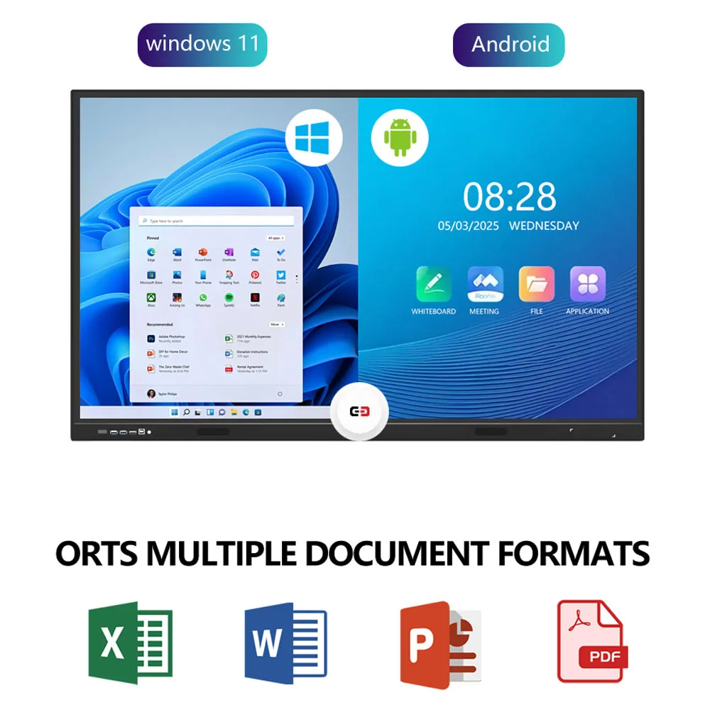 65 75 86 98 110 Inch 4K All In One Interactive Boards Whiteboard Digital Smart Board Touch Screen Teaching Board For Classroom