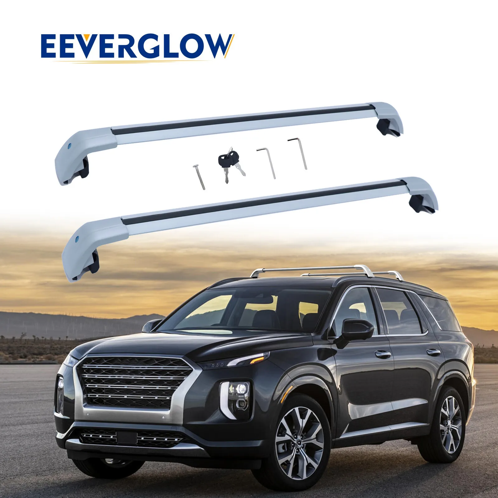 

165LBS Cross Bars Roof Rack Fit for 2019-2024 Hyundai Palisade Luggage lockable