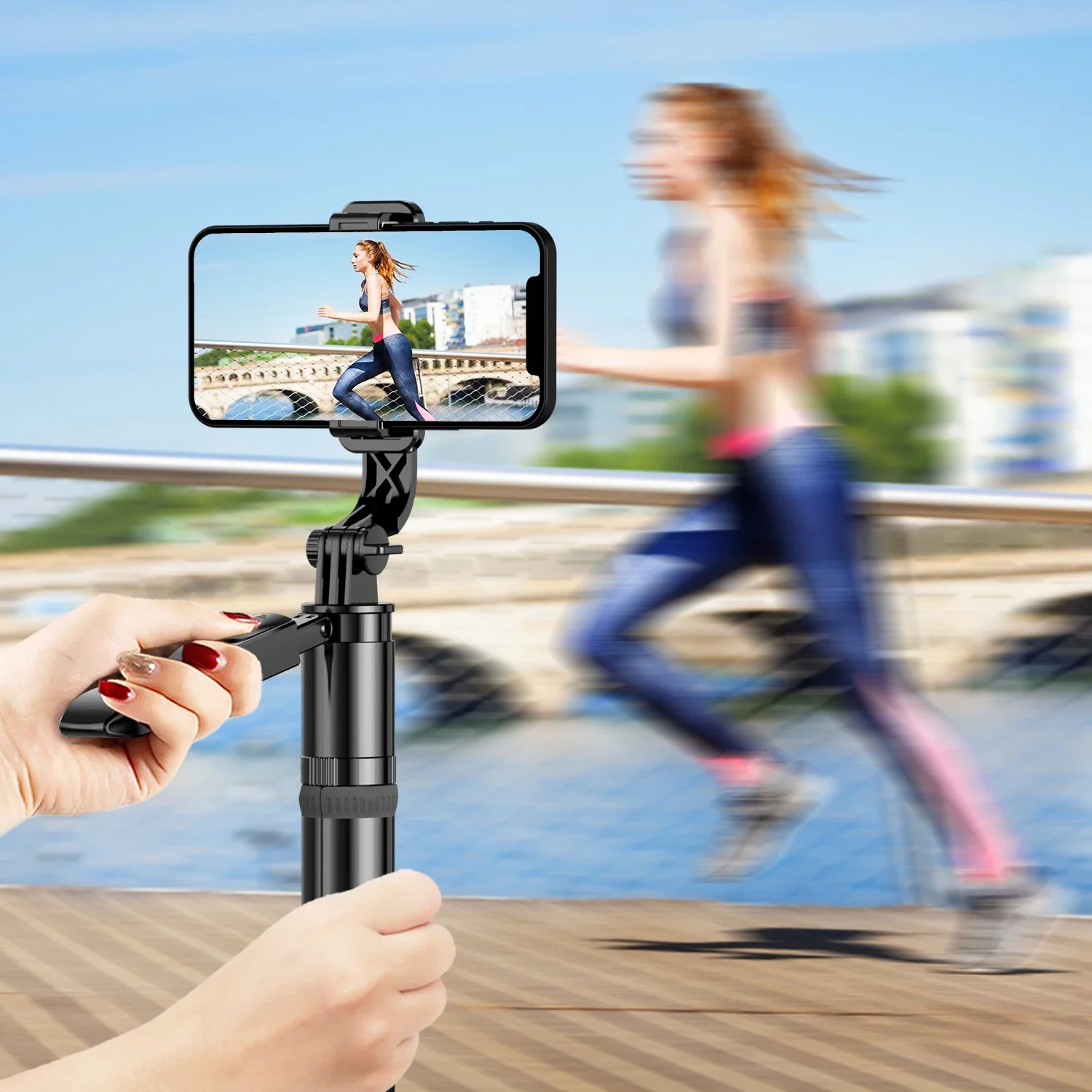 Mobile Selfie Stick Tripod Mount, Integrated Wireless Features for iPhone, Samsung and Smartphones, Black, 60\