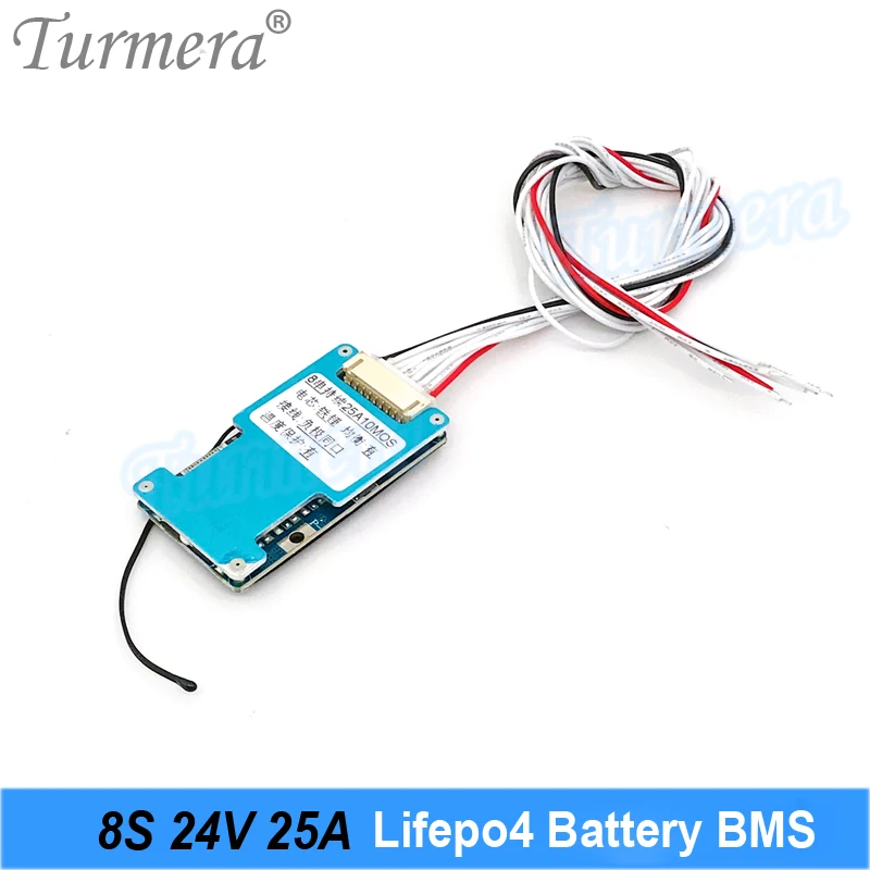 Turmera 8S 24V 29.2V 25A Lifepo4 Bateria BMS Płytka zabezpieczona przed równowagą dla 18650 32650 32700 33140 Zastosowanie ogniw