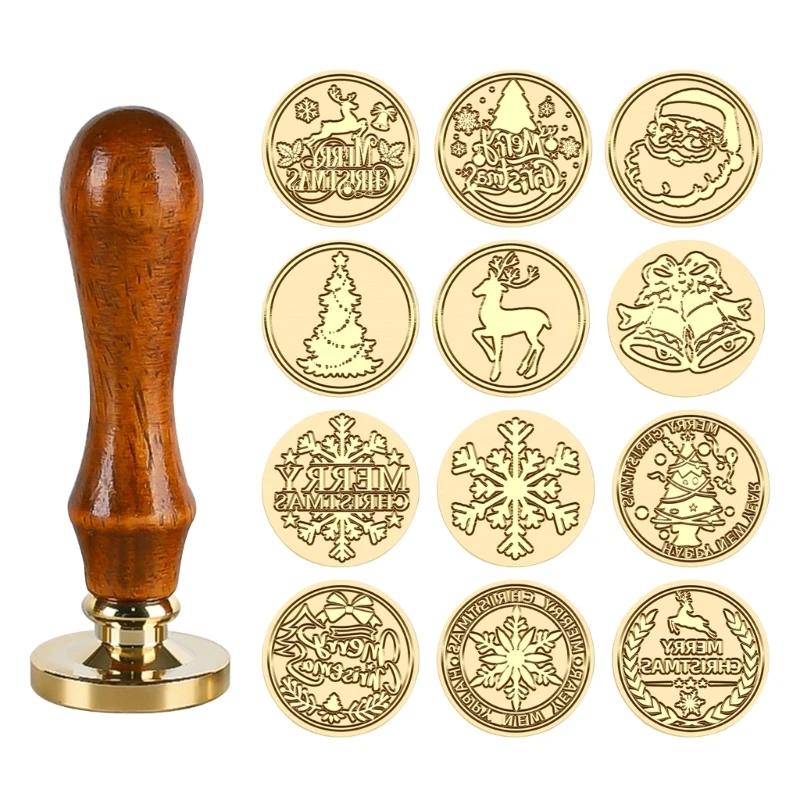 Testa timbro cera con manico in legno Set regali per sigillo per buste carta