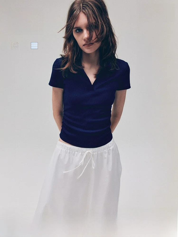 

H&M Women's Knitted Sweater High nce Sense Collared Inner Wear Ribbed Spring 2026 New Arrival Polyester Cotton Blend