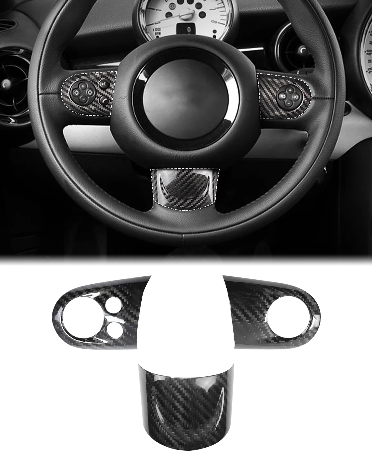 Car Steering Wheel Panel Multimedia Button sticker For MINI Cooper R55 R56 R57 interior Decorative Cover Car Accessories