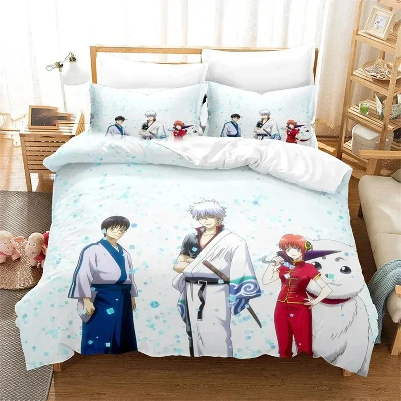 3D  Printed Gintama Bedding Set Anime Gintoki Sakata Duvet Cover Double Twin Full Queen King Adult Kids Bedclothes Quilt Cover