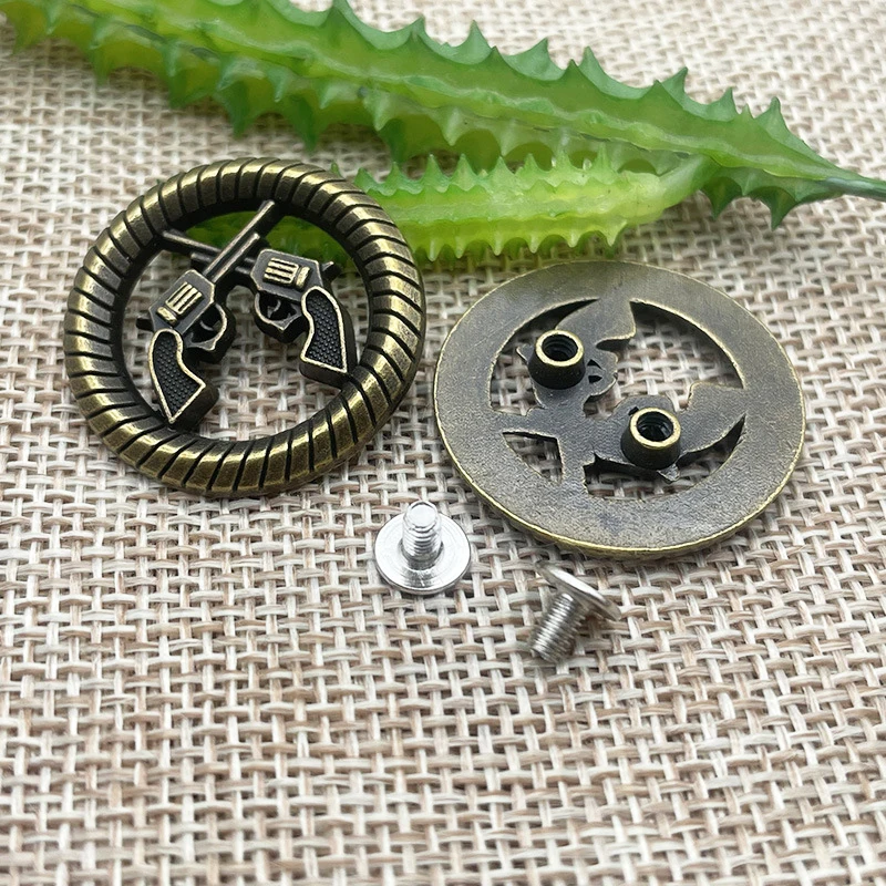 5Pcs 29mm Two Guns Conchos for Leather Decorative Conchos Buttons Metal Stud Screw Back Rivet DIY Creativity Product Accessories