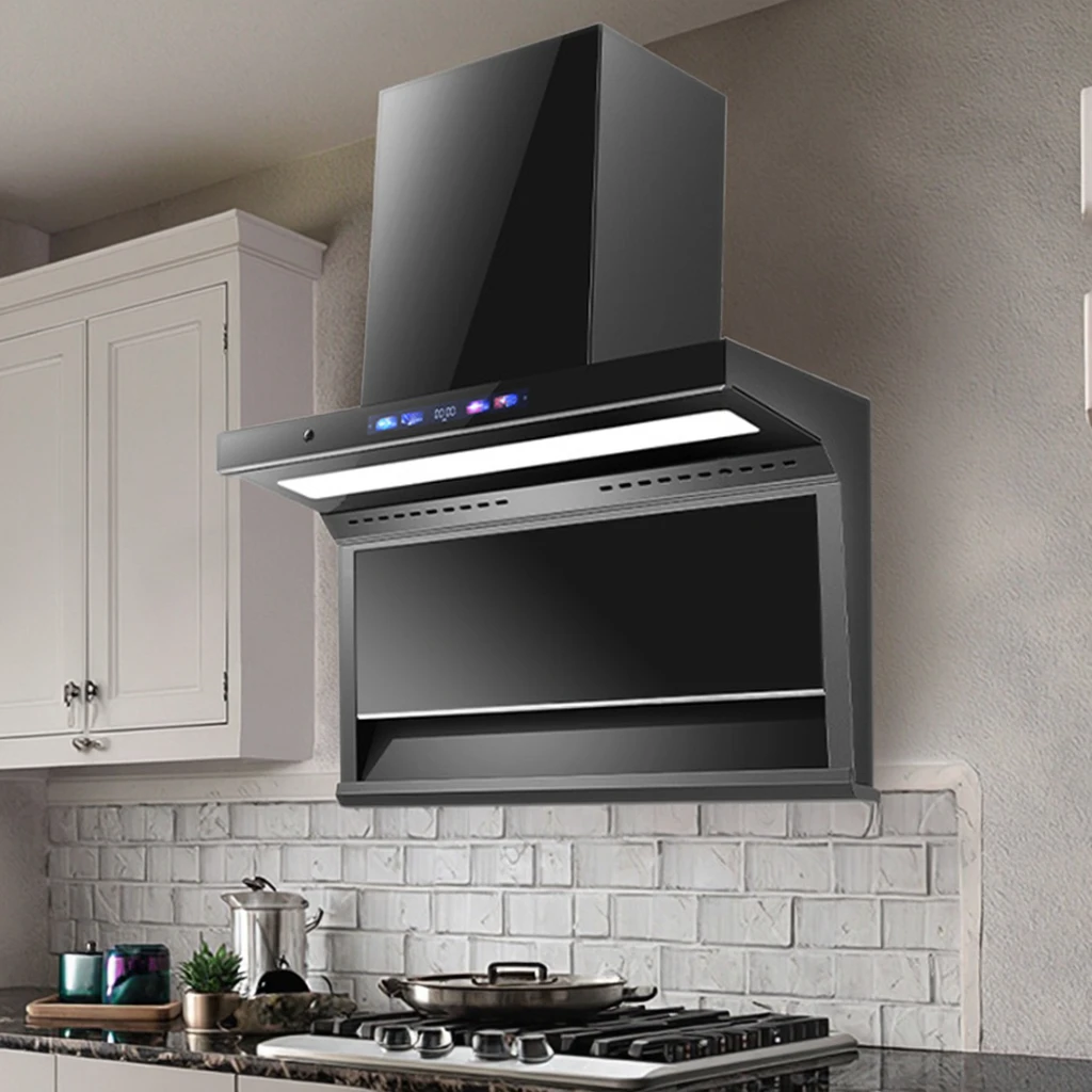 

Вытяжка с верхним всасыванием 900 мм в новом стиле для дома и отеля, с вертикальным всасыванием вверх-вниз, бесшумная, с мощным всасыванием, с подсветкой, функция удаления жира