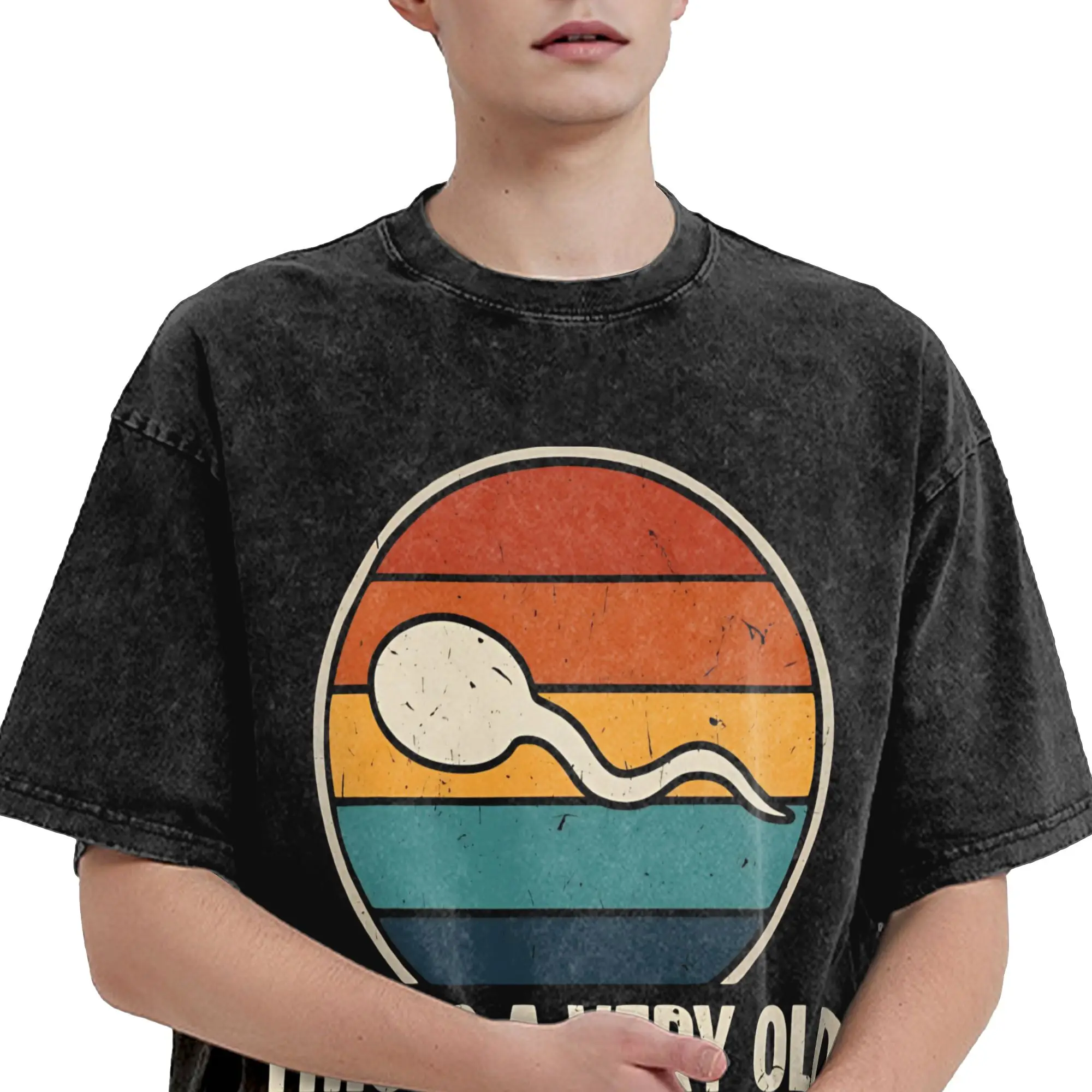 The Very First Picture of Me Funny Beer Drinking T Shirt Hip Hop Washed Cotton Oversize T-Shirt Vintage for Men Women Streetwear