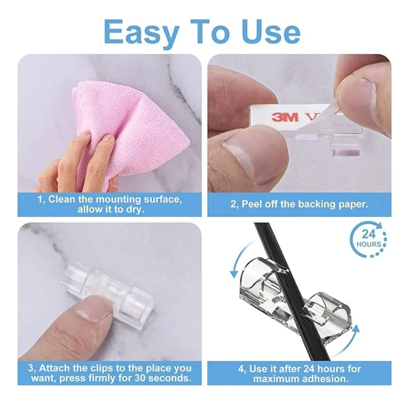 UNTIOR 20/40 adet kablo klipsi organizatör damla tel tutucu kablo yönetimi kendinden yapışkanlı kablo yöneticisi sabit kelepçe tel sarıcı