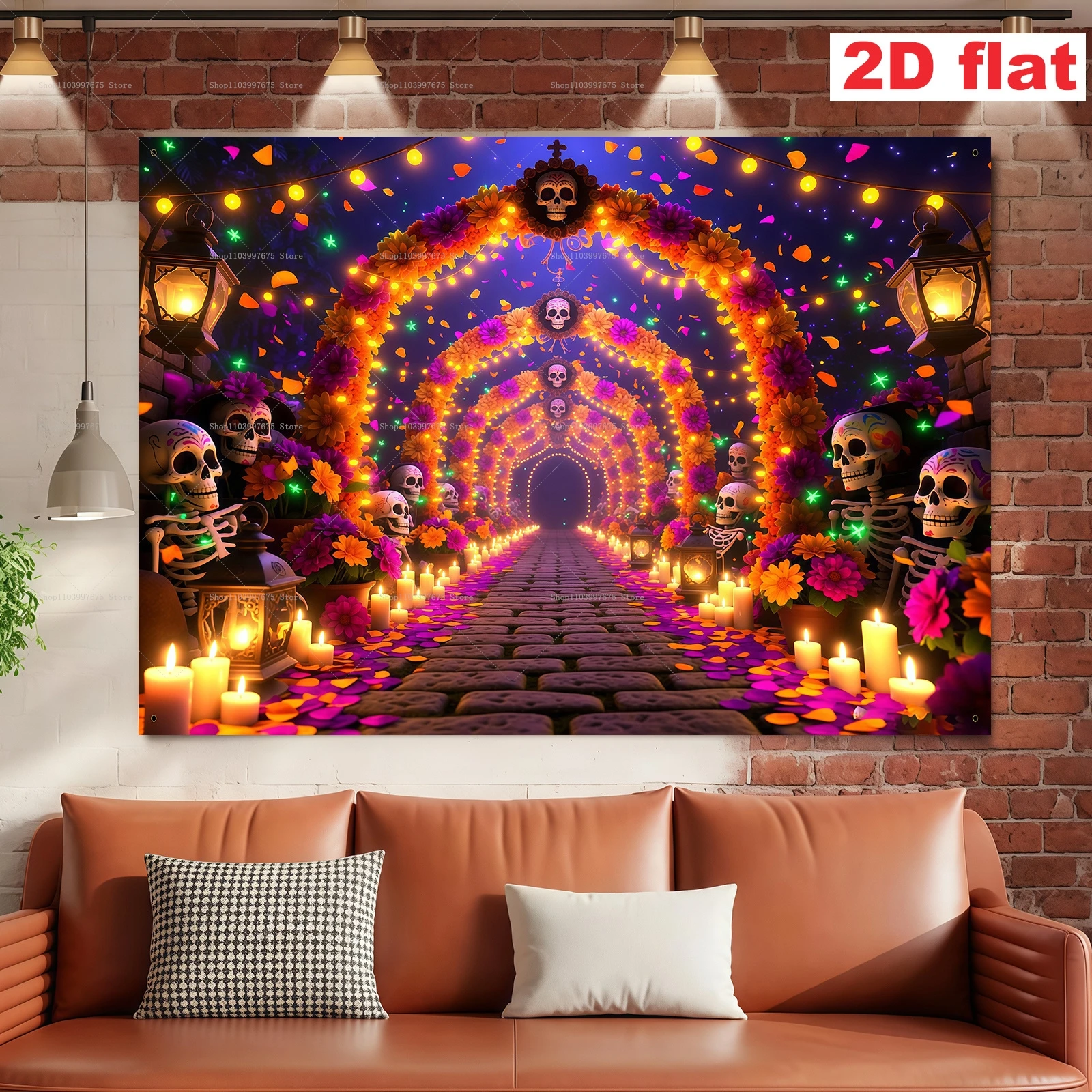 Zuckerschädel-Hintergründe, mexikanische Partydekorationen zum Tag der Toten, Fotografie-Hintergrund, Weihnachtsbanner, Requisiten für Fotoboxen, Partyzubehör – Detail 4