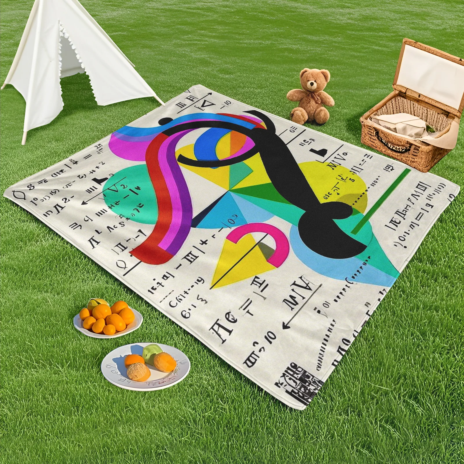 Colorful Geometric Pattern Formula Outdoor Blanket For Camping Travel And Outdoor Activities Durable And