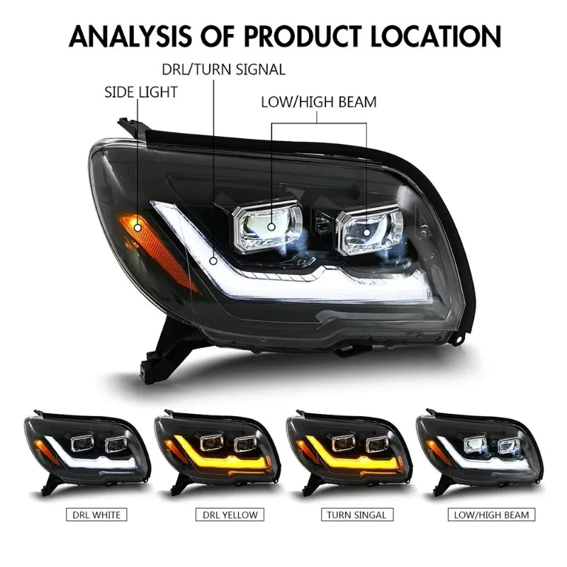 New Replacement LED Double Projector Headlights Led Headlamps for 4th GEN 2003-2009 toyota 4runner Hilux Surf - view 3