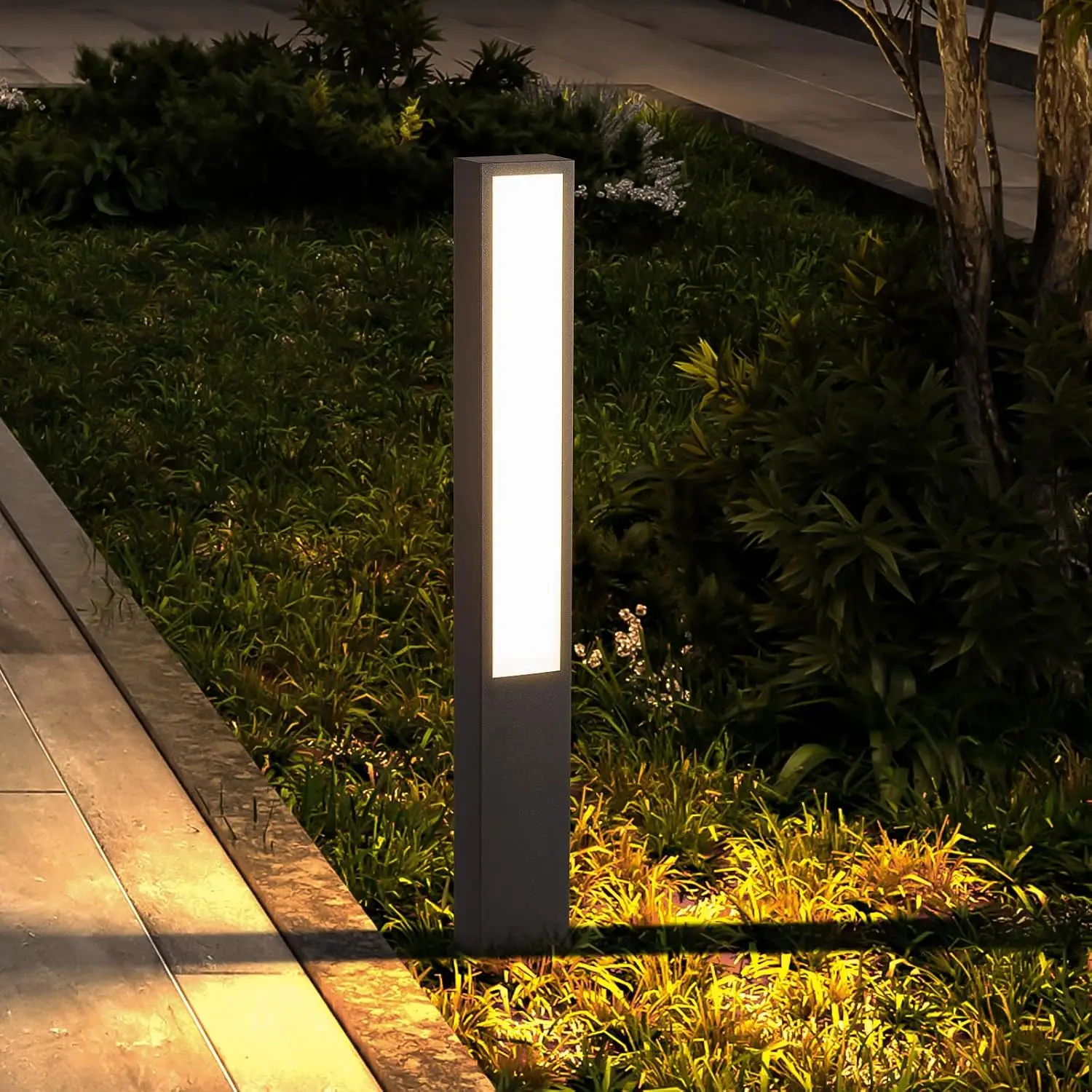 Path Light, Modern 40-inch Outdoor Unique 3000K Waterproof Garden Luxury Bollard Lighting for Lawn Patio Courtyard Walkway Drive