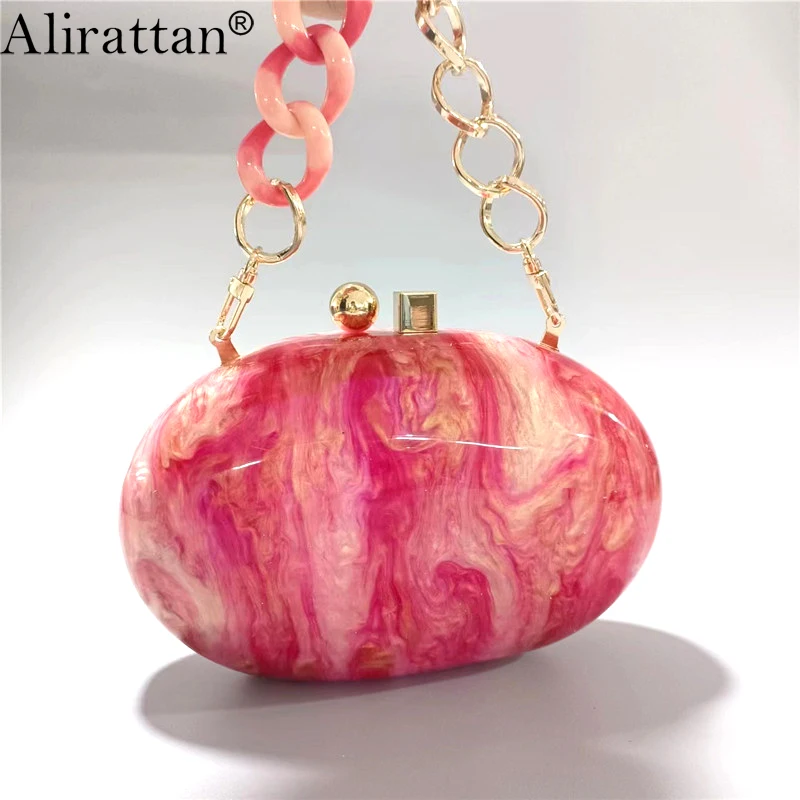 New Acrylic Evening Clutch Bag for Women Fashion Design Wedding Party Pouch Bag Lady Chain Shoulder Crossbody Bag A410