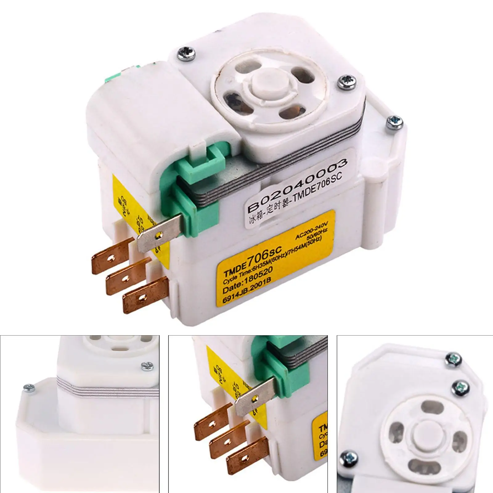 Minuterie de dégivrage pour réfrigérateur, remplacement Tmde706SC AC200-240V, Installation facile, minuterie de dégivrage pour congélateur, pièce de réfrigérateur robuste 50/60Hz