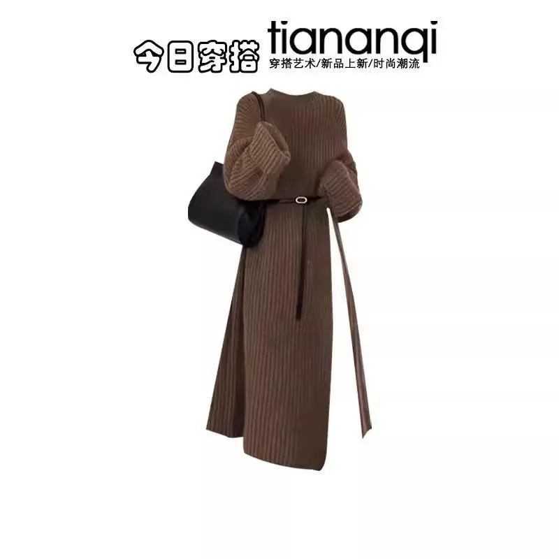 ファッションレディースセット 秋冬 韓国レトロスタイル ミドル丈セーター+スリムフィット＆年齢軽減スカート ツーピースセット