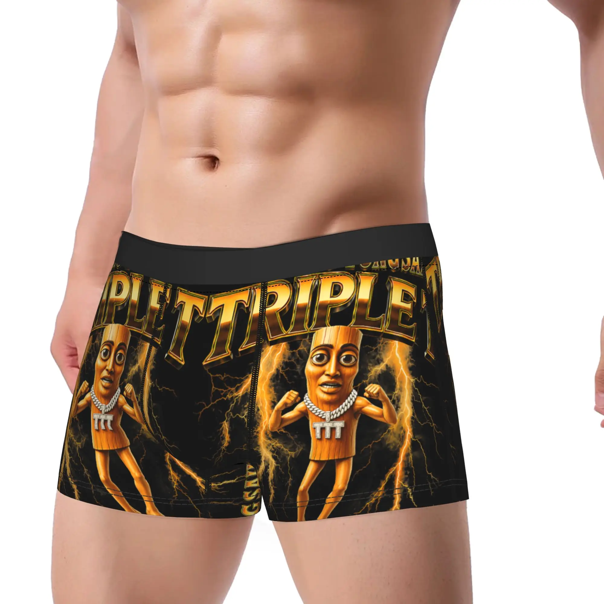 Funny Tung Tung Tung Sahur Triple T Viral Memes Underwear Men's Underpants Custom DIY Funny Boxershorts Trenky Shorts Briefs