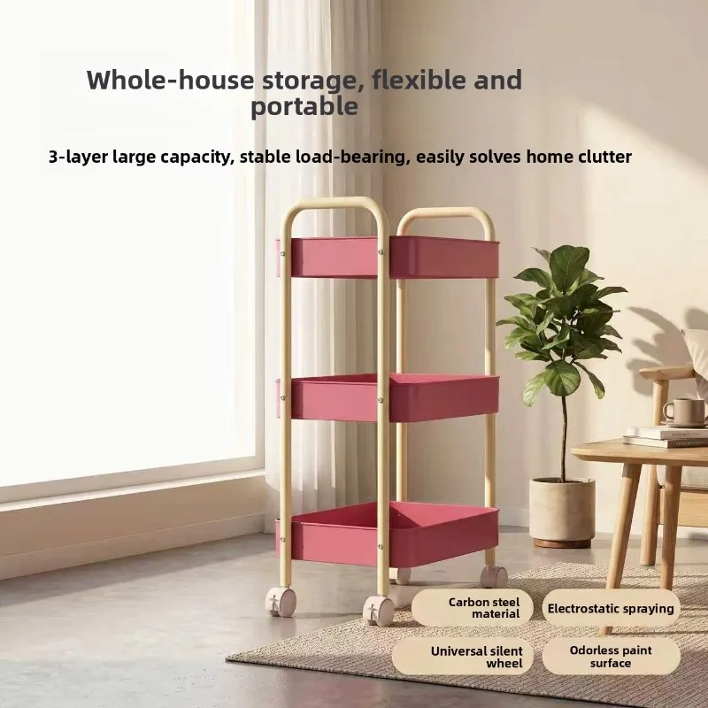 Multi Layer Rolling Storage Cart Portable Trolley Kitchen Living Room Dorm Snack Organization Utility Cart Kitchen Trolley