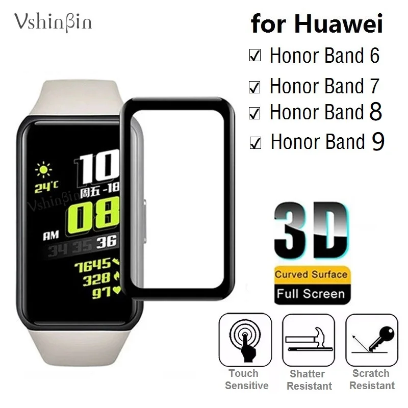 

Мягкая 3D Защитная пленка для экрана Huawei Honor Band 9 / Band 8/100, полное покрытие умных часов, устойчивая к царапинам Защитная пленка, 7/6 шт.