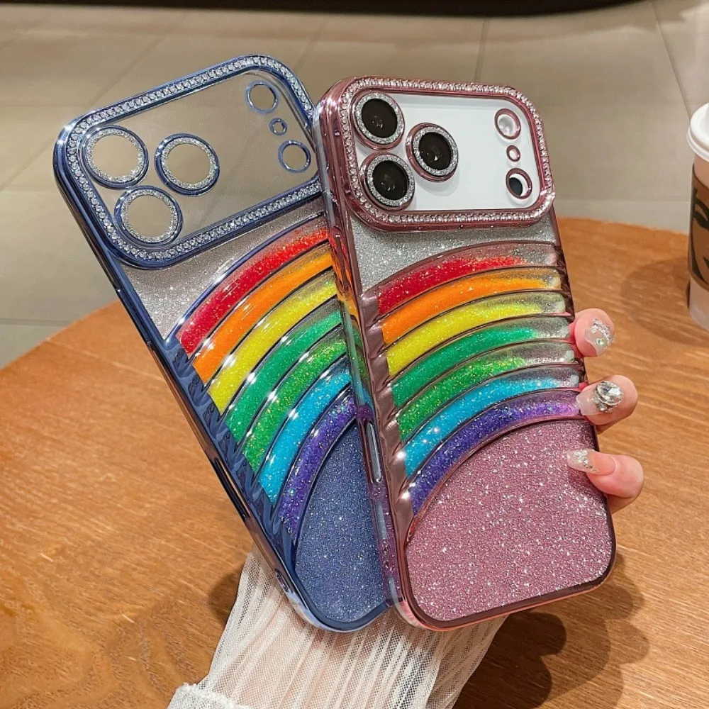 

New for iPhone17/16/15/14/13/12/11promax Phone Case Quicksand Colorful Rainbow Premium Sense Drop Protection Soft Case