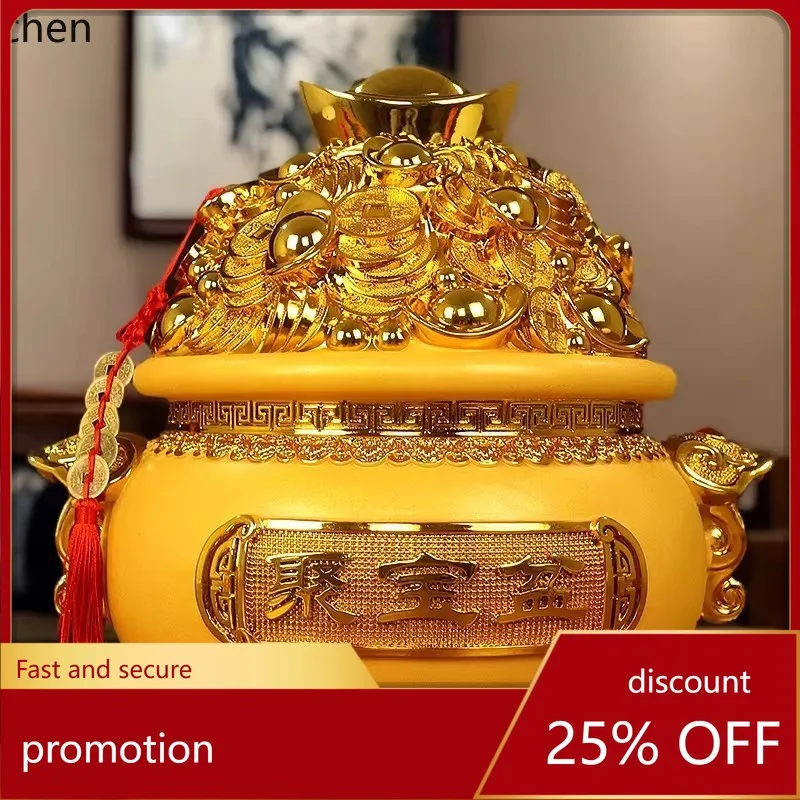 

CZ Sand gold Treasure Basin Money Box suitable for living room, wine cabinet, TV cabinet, entrance decoration, opening gift