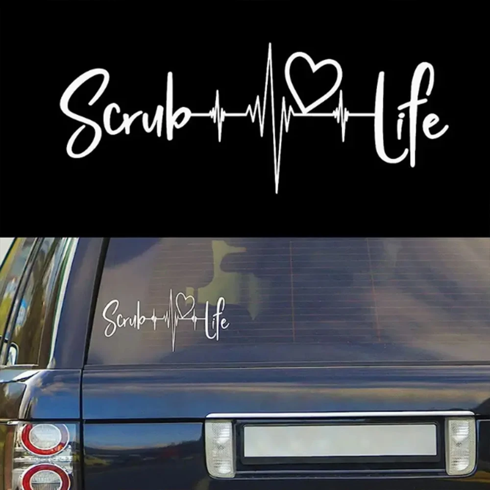 Scrub Life Nurse Tech Heartbeat Car Stickers For Laptop Water Bottle Phone Car Truck SUV Motorcycle Vehicle Window Wall Cup Bump