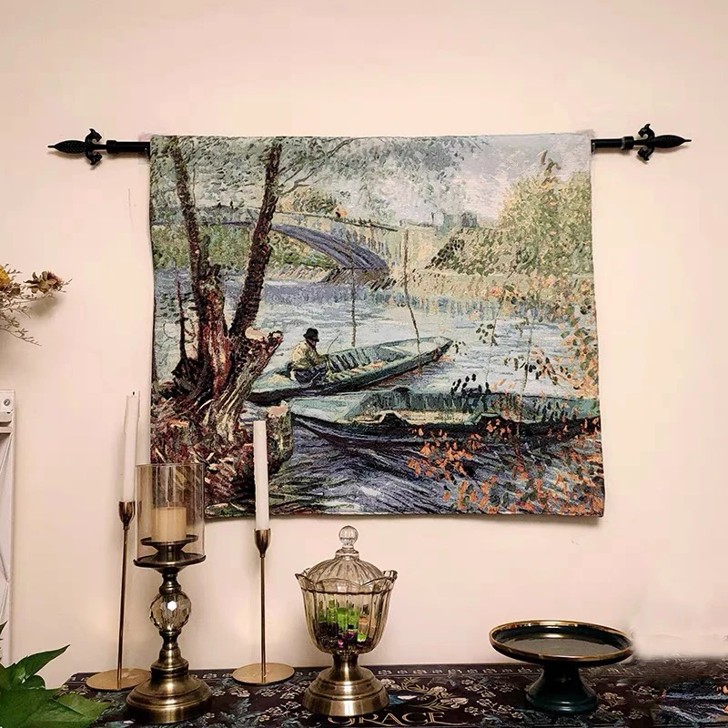 

high quality Belgian hanging tapestries van Gogh painting tapestries boutique decorative study bedroom paintings fabric Angler
