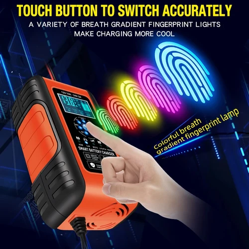 Imagen 2 del producto EAFC-cargador de batería de coche completamente automático, 12V-24V, 10A, 5A, cargador de batería de coche Digital, cargadores de reparación de pulso para motocicleta, plomo seco y húmedo