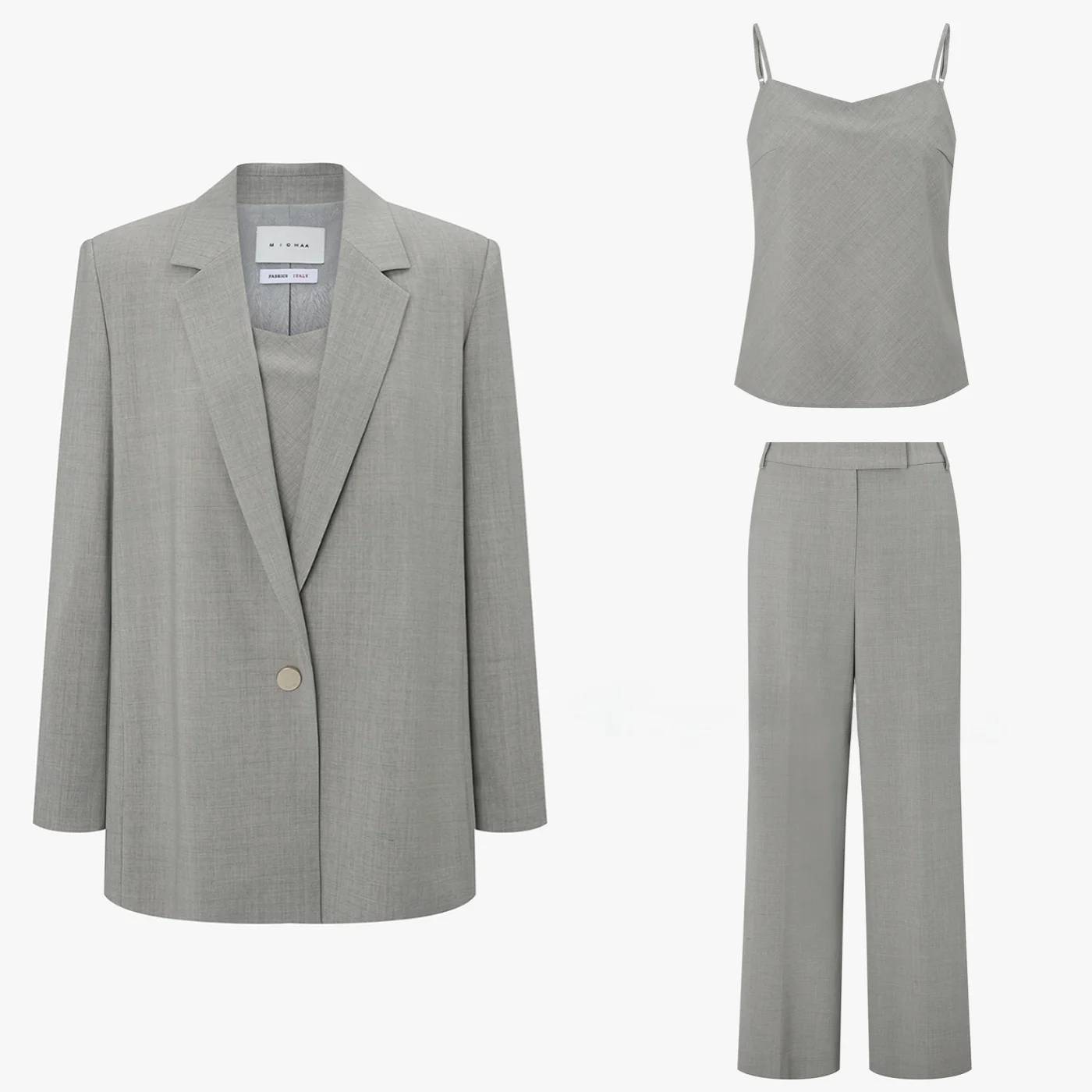 

Korean Sle Tee-Piece Suit Pants Blouse Commute Versatile Elegance Top Coat Pants Set Women's Busin Casual Wear