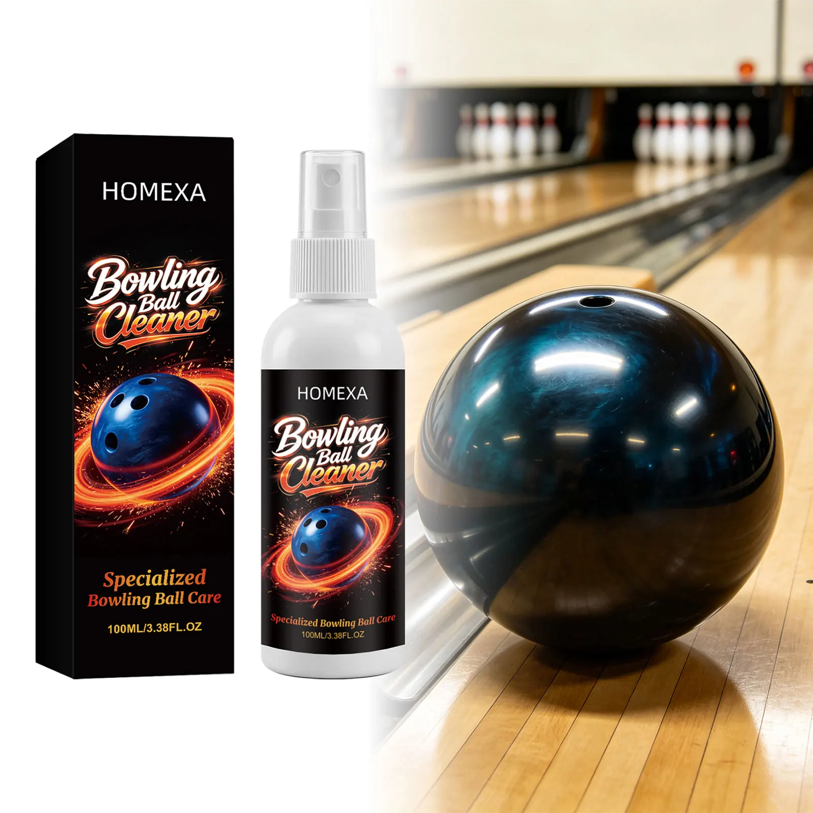Bowling Ball Cleaning Spray,Fast Drying Bowling Ball Cleaner,Deep-Clean,Sport Equipment Cleaner,Bowling Ball Scuff Mark Remover