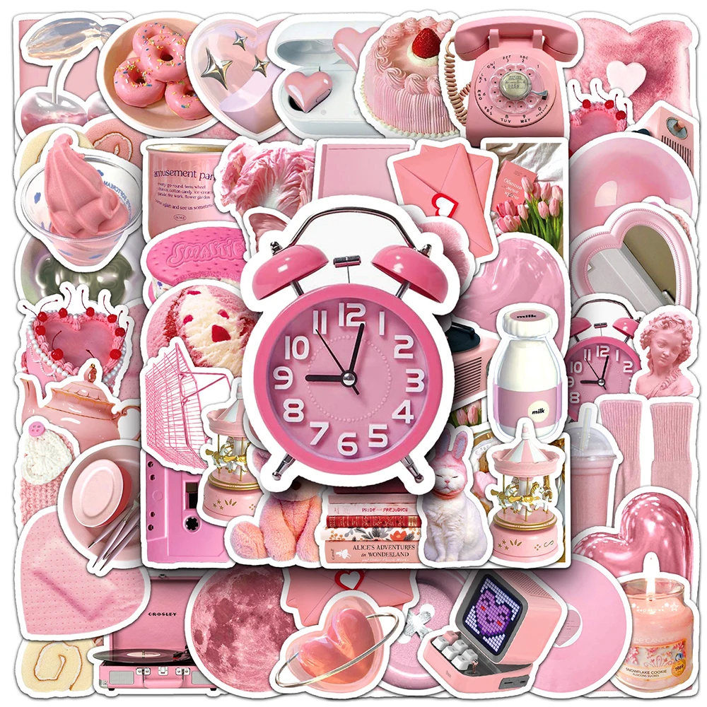 10/30/50 Stück Rosa Ins-Style Graffiti-Aufkleber Niedliche Ästhetische Aufkleber DIY Wasserflasche Gitarre Handyhülle Kawaii Cartoon-Sticker Spielzeug