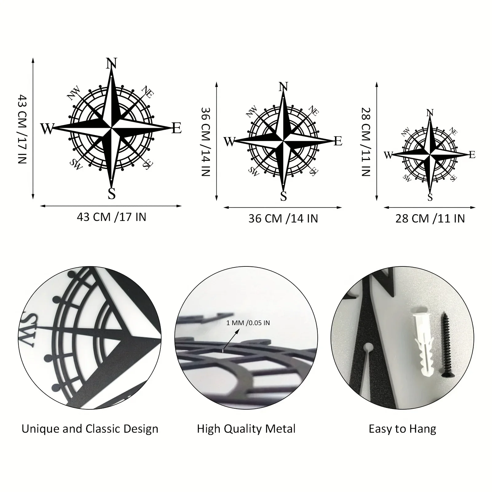 Metal Nautical Compass Wall Art Decoration Pirate's Wall Home Decor&Gifts For Bedroom Living Room Garden Farmhouse Decor Artwork
