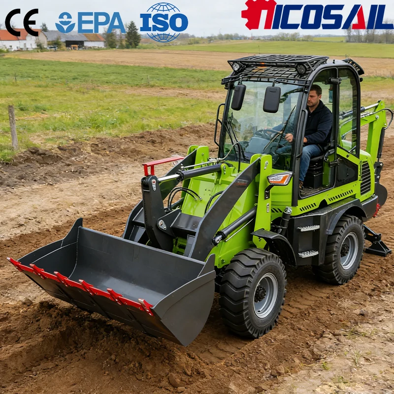 Nicosail Multifunctional Mini Backhoe Loader CE Certified Small Digger Loader Compact for Farm Orchard Small Engineering