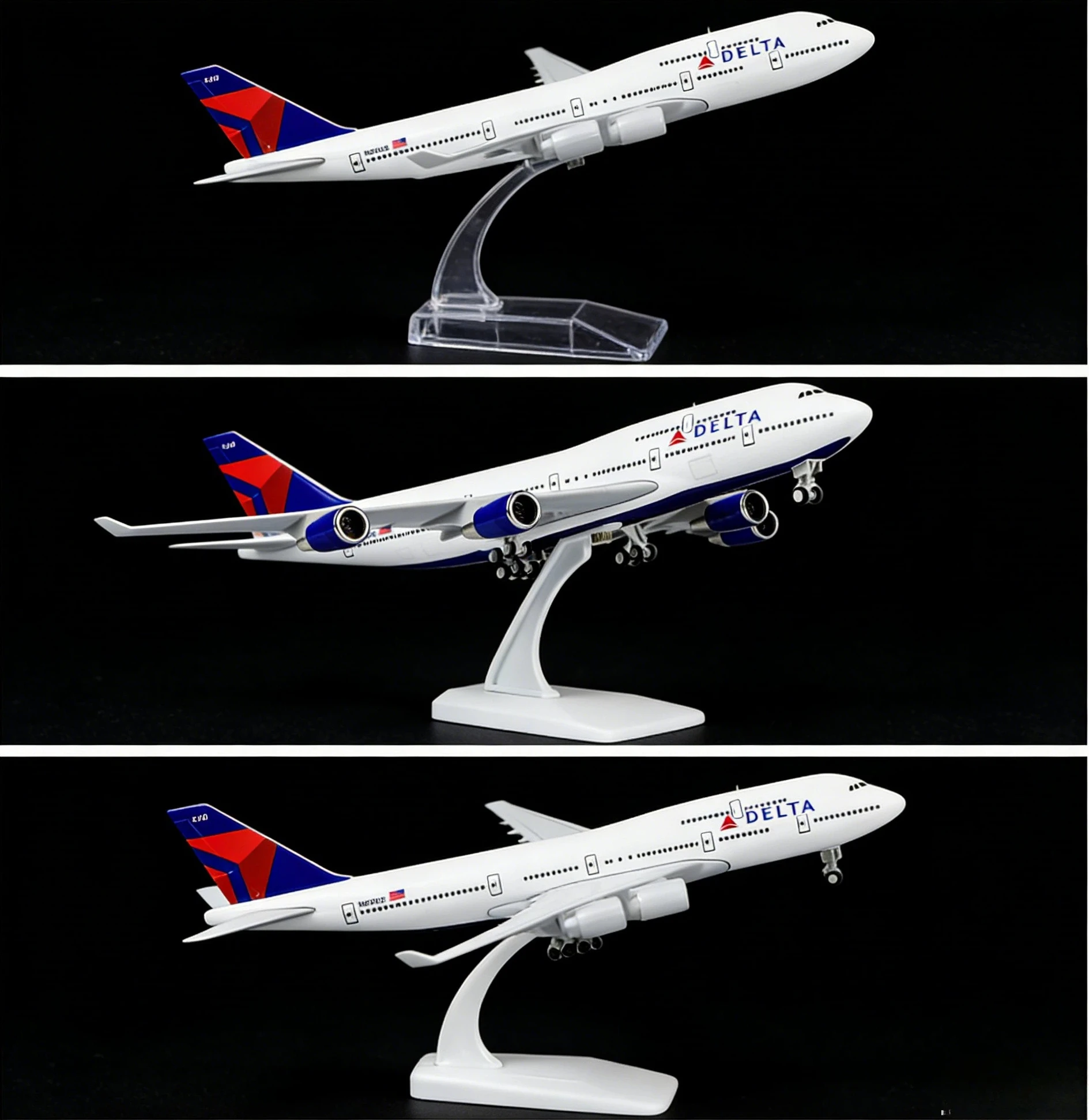 Full size model Delta 747 Airplane Model Kits Diecast Plane Model with Display Stand for Adult Aviation Gift or Decorations