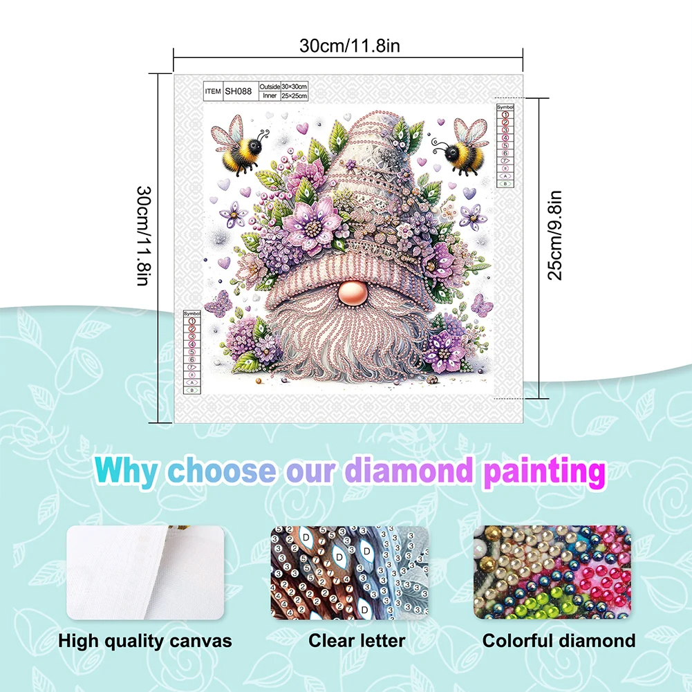 

30x30cm 6pcs Gnome 5D DIY Special Shape Crystal Partial Diamond Painting Kit