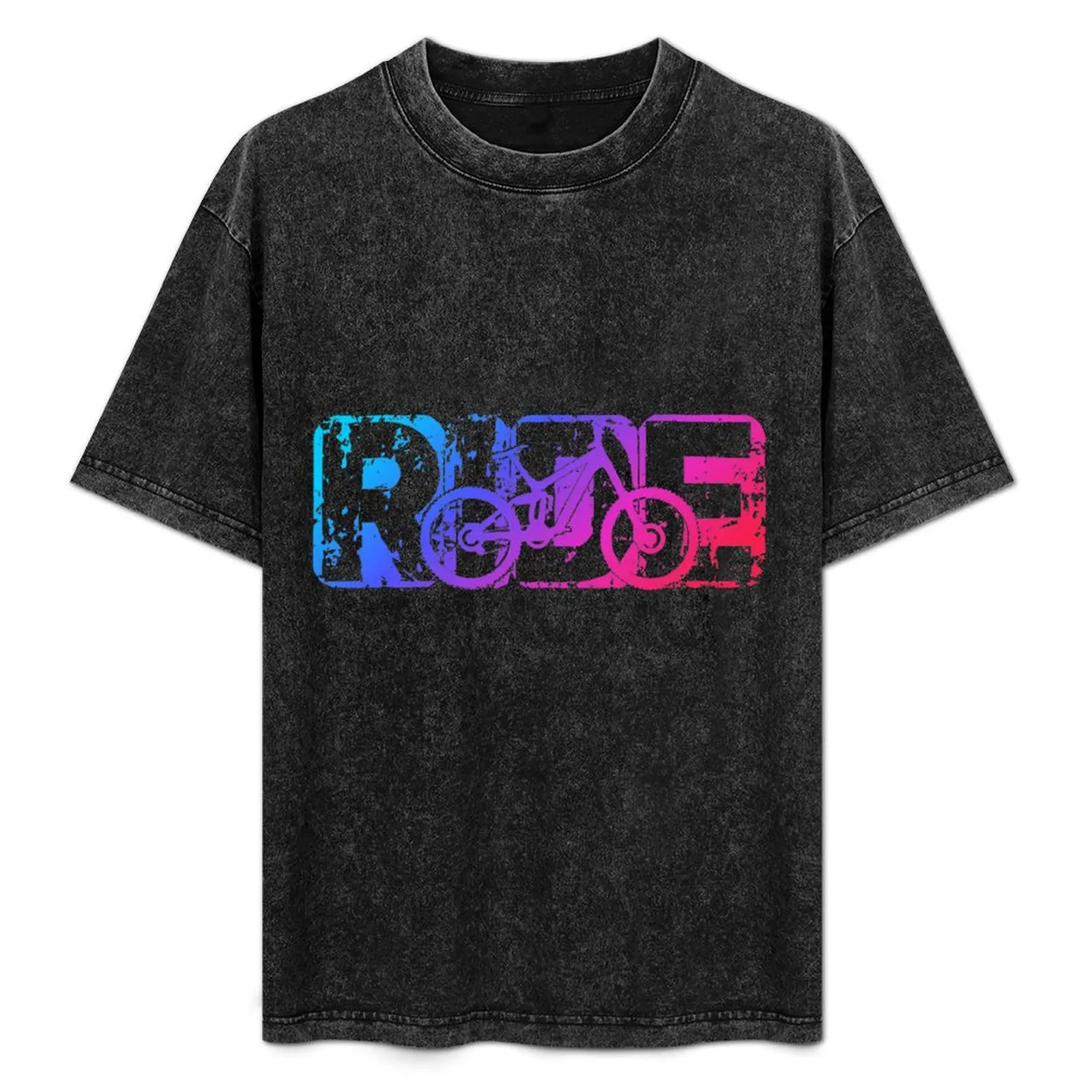 

Ride A Mountain Bike MTB - Grunge Rainbow Design T-Shirt Basic Casual Wear Short Sleeve Top