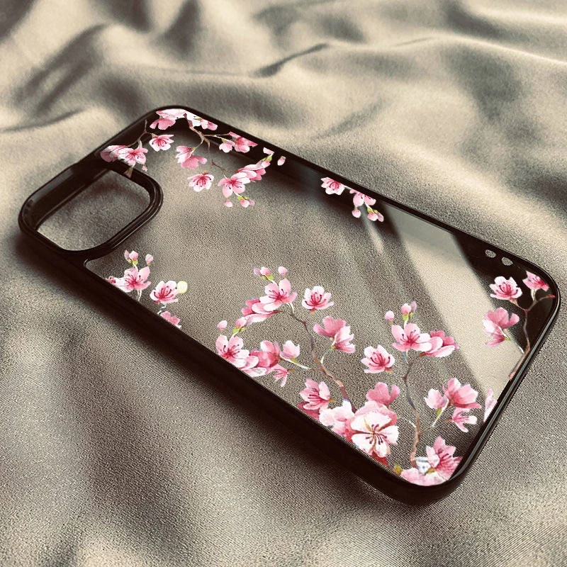 Pink Magnolia Flower Phone Case For iPhone 15 14 17 Pro 13 12Mini 11 XR Max X 16 8Plus Plum Blossom Shockproof Clear Hard Cover - náhled 4