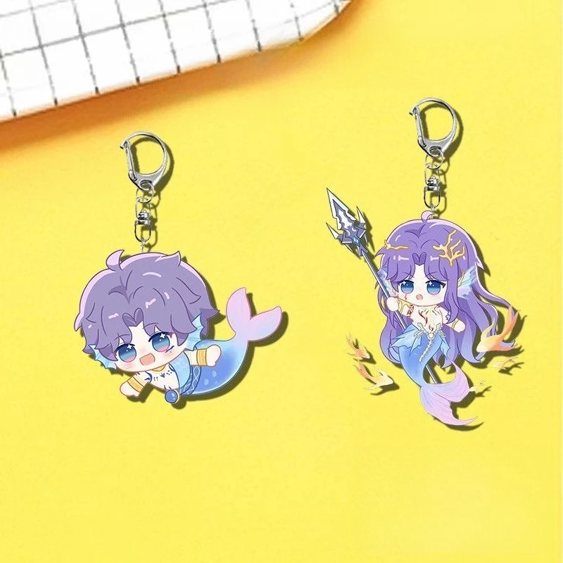 Game Love and Deepspace Rafayel Cosplay Keychain  Moya Sea God Q Version Backpack Pendant Roleplay Prop Cute Cartoon Unisex Gift