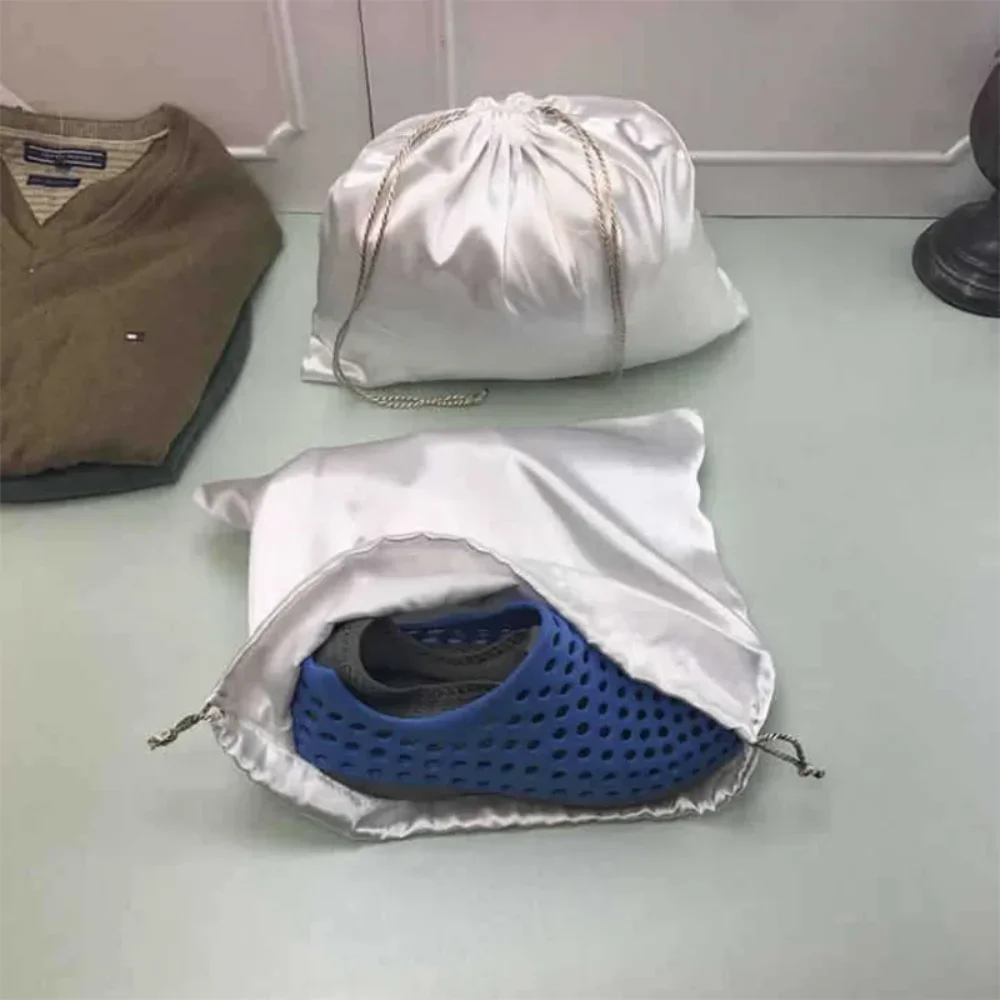 S/M/L/XL/XXL Schwarzes Seidenmaterial Kordelzug Aufbewahrungstasche Schuhe Handtasche Perückenstaub Kordelzug Verpackungsbeutel Kann aufgedruckt werden Logo – Detail 12